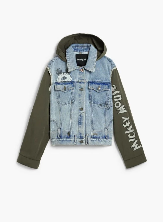 DESIGUAL Blue Mickey Mouse™ Bimaterial Parka for Women | Best Price UAE